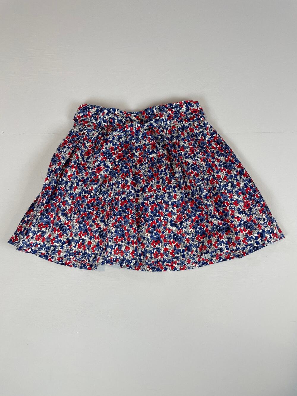 Hartstrings Girls White Floral Skirt Blue Red Pattern Lined Size 7